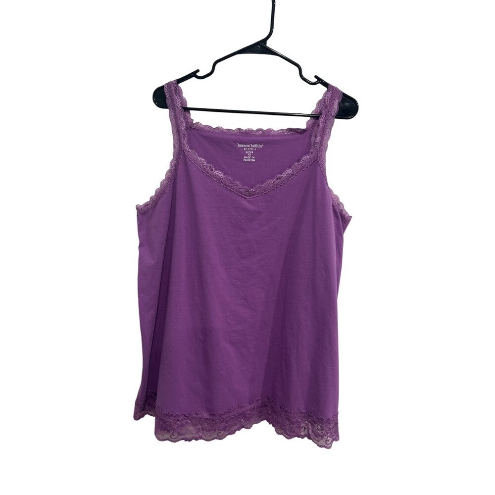 Woman Within Purple Lace Trim Tank Top Sz 1X